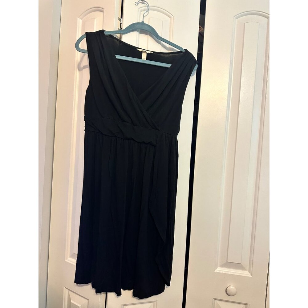 Soma Black‎ Sleeveless Wrap Dress Large Rayon/Spandex Blend Knee-Length Design - Picture 2 of 8